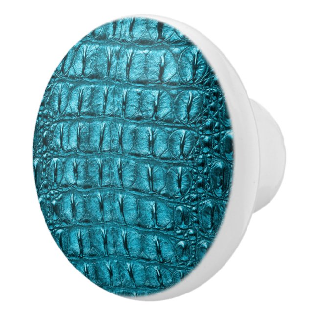 Rustikaler chic türkis aqua blue alligator print keramikknauf (Rechts)