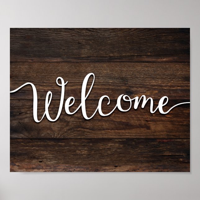 Rustikaler Chic WELCOME-Unterschrift Print Poster (Vorne)