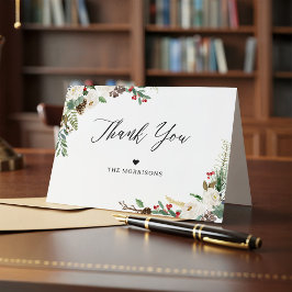 Rustikaler Chill Winter Floral Holly Berries Viele Dankeskarte