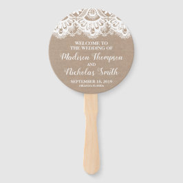Rustikaler Circle Fan für Burlap- und Lace Wedding Fächer