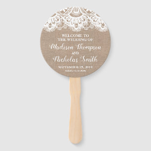 Rustikaler Circle Fan für Burlap- und Lace Wedding Fächer