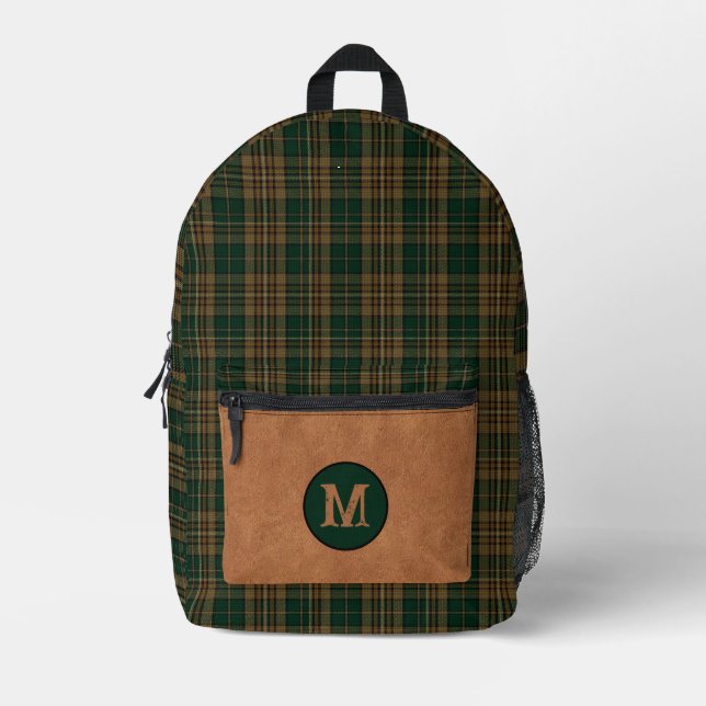 Rustikaler Clan Fitzsimmons Kariert Mit Monogramm Bedruckter Rucksack (Vorderseite)
