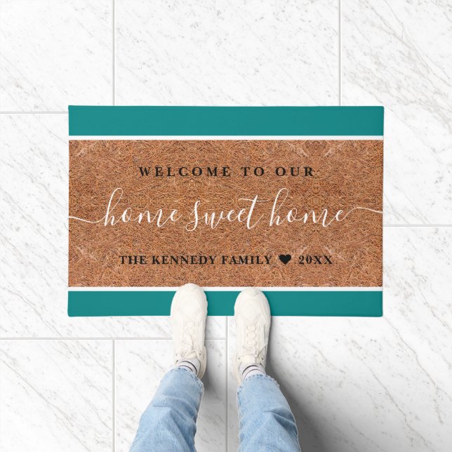 Rustikaler Coir Familienname Willkommen Zuhause Sw Fußmatte (Indoor)