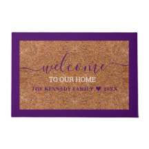 Rustikaler Coir Lila Welcome Zuhause Familienname