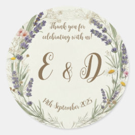 Rustikaler Cotattecore-Hochzeitsticker Runder Aufkleber