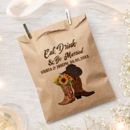 Rustikaler Cowboy Boots Sonnenblumenblume Western Geschenktütchen