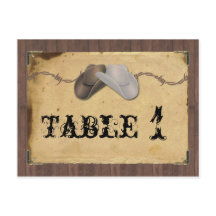 Rustikaler Cowboy Hats Barbarei Tischnummer