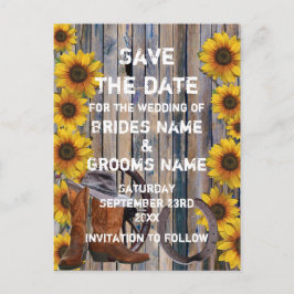 Rustikaler Cowboy-Landstil Save the Date Ankündigungspostkarte