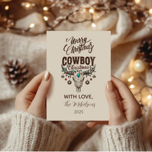 Rustikaler Cowboy-Weihnachten Feiertagskarte
