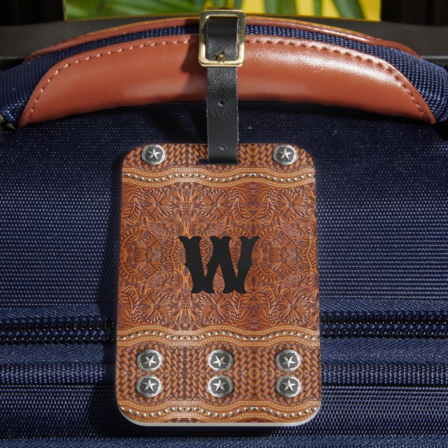 Rustikaler Cowboy-Western Country Monogram Gepäckanhänger (Vorderseite Insitu 2)