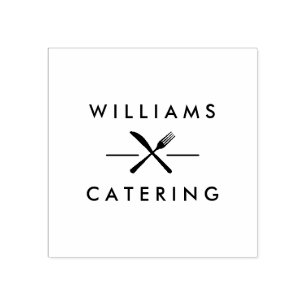 Rustikaler Crossed Gabel Knife Logo Catering Gummistempel