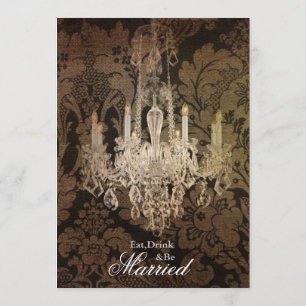 Rustikaler Damast Kronleuchter Hochzeit Probe Aben Einladung