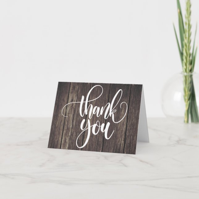 Rustikaler Dank an die Braun Country Wood Wedding  Dankeskarte (Vorderseite)