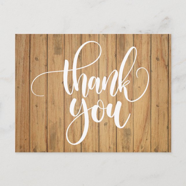 Rustikaler Dank an die Braun Country Wood Wedding  Postkarte (Vorderseite)