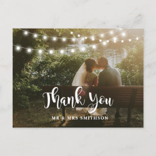 Rustikaler Dank Ihnen Foto String Lights Wedding C Postkarte