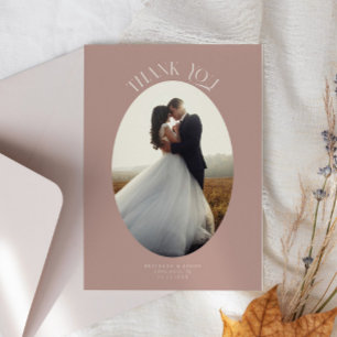 Rustikaler Dank Oval Dusty Rose Wedding Foto Dankeskarte