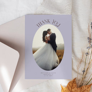Rustikaler Dank Oval Frame Lilac Wedding Foto Dankeskarte