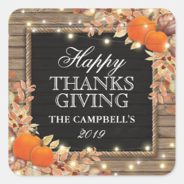 Rustikaler, dankbarer Herbst Ernte Erntedank Quadratischer Aufkleber