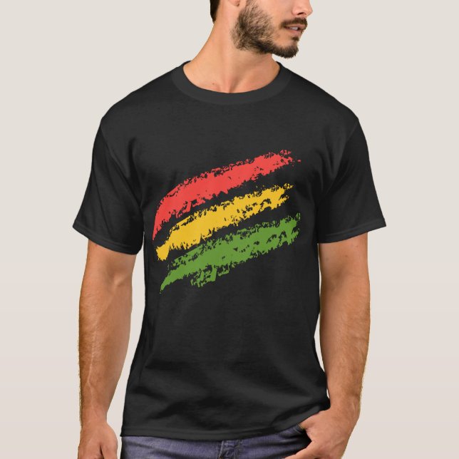 Rustikaler Diagonal Rasta Streifen T-Shirt (Vorderseite)