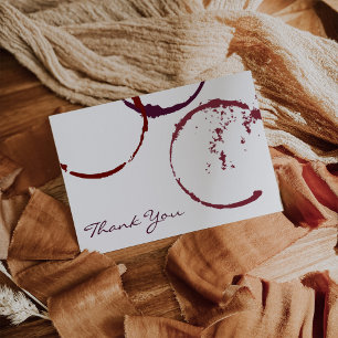 Rustikaler dunkelroter Weinfleck flach Dankeskarte