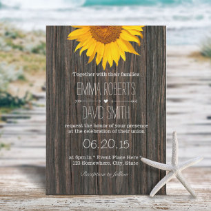 Rustikaler dunkler Holz Hintergrund Sonnenblume Ho Einladung