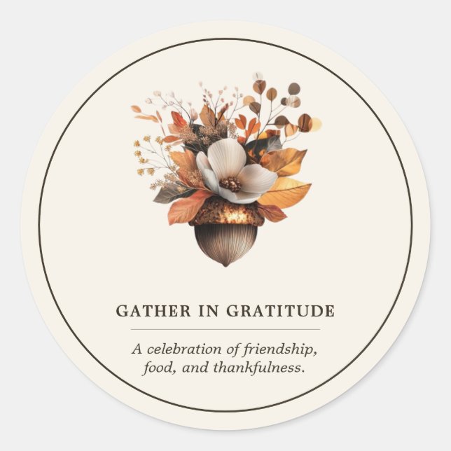 Rustikaler Eichenblatt-Blumen- Elfenbein-Klassik-R Runder Aufkleber (Vorderseite)