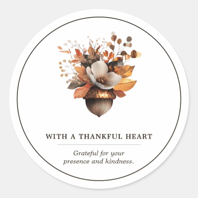 Rustikaler Eichenblüten Weißer Klassischer Rund St Runder Aufkleber (Vorderseite)