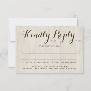 Rustikaler Einladungs-Antwort-Karten-Einsatz RSVP Karte