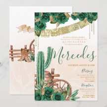 Rustikaler Emerald Green Western Charro Quinceaner