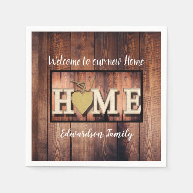 Rustikaler Empfang unseres neuen Zuhause-Familienn Serviette (Vorderseite)