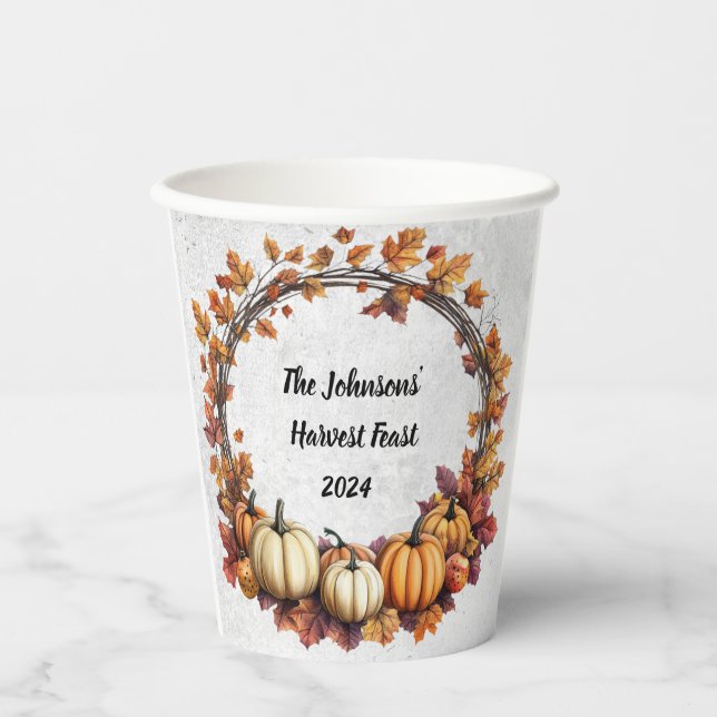 Rustikaler Erntedank Ansammlung Pappbecher (Vorderseite)