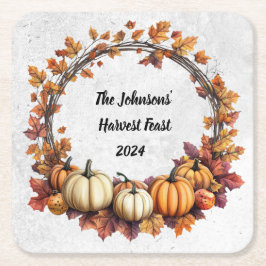 Rustikaler Erntedank Ansammlung Rechteckiger Pappuntersetzer