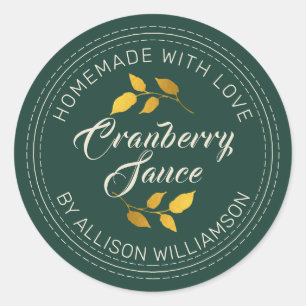 Rustikaler Erntedank Cranberry Sauce Green Runder Aufkleber