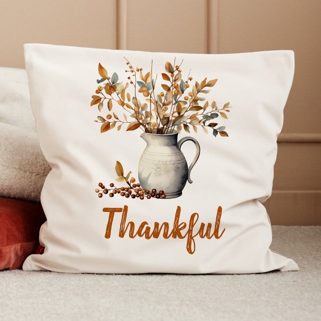 Rustikaler Erntedank Kissen (Rustic Thanksgiving Fall Thankful Throw Pillow)