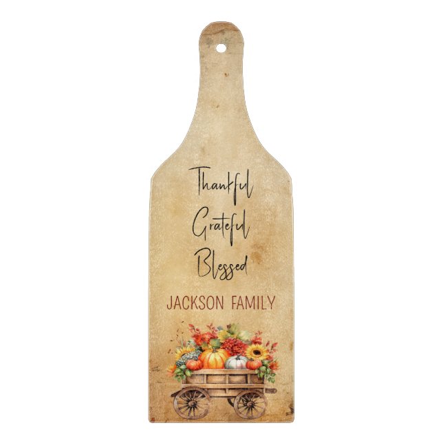 Rustikaler Erntedank Pumpkin Floral Cutting Board Schneidebrett (Vorderseite)