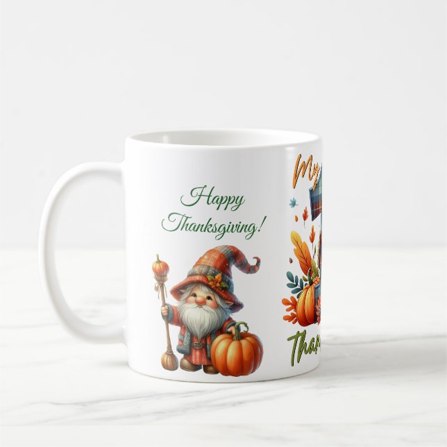 Rustikaler Erntedank Pumpkin Wasserfarben Herbst Kaffeetasse (Links)
