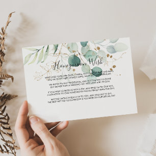 Rustikaler Eukalyptus-Gold-Blumen-Hochzeitswunsch Begleitkarte