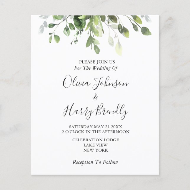 Rustikaler Eukalyptus Greenery Wedding Flyer (Vorne)