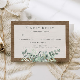 Rustikaler Eukalyptus Verlasse Grünwald Hochzeit RSVP Karte