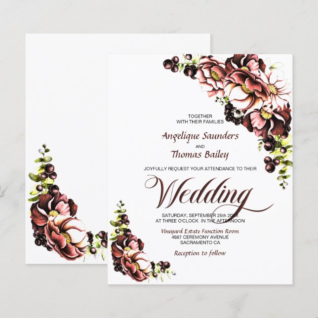 Rustikaler Fall Blumenzwiebeleinladung (Vorne/Hinten)