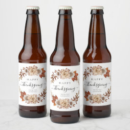 Rustikaler Fall Blütenglücklich Thanksgiving Bierflaschenetikett