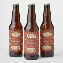 Rustikaler Fall Floral Blätter Glückwunsch Thanksg Bierflaschenetikett
