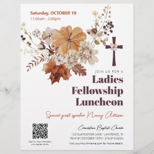 Rustikaler Fall Floral Church Ladys Luncheon Flyer
