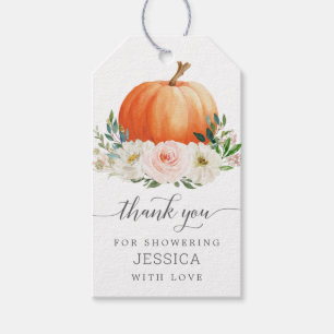 Rustikaler Fall Floral Pumpkin Brautparty Gefallen Geschenkanhänger