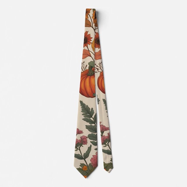 Rustikaler Fall Floral Pumpkin Herbst Ernte Krawatte (Vorderseite)
