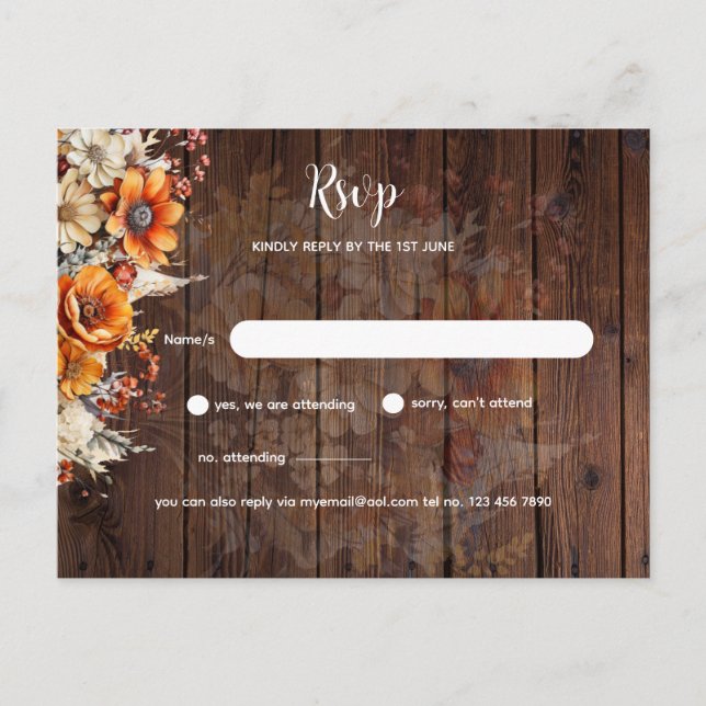 Rustikaler Fall Floral UAWG Postkarte (Vorderseite)