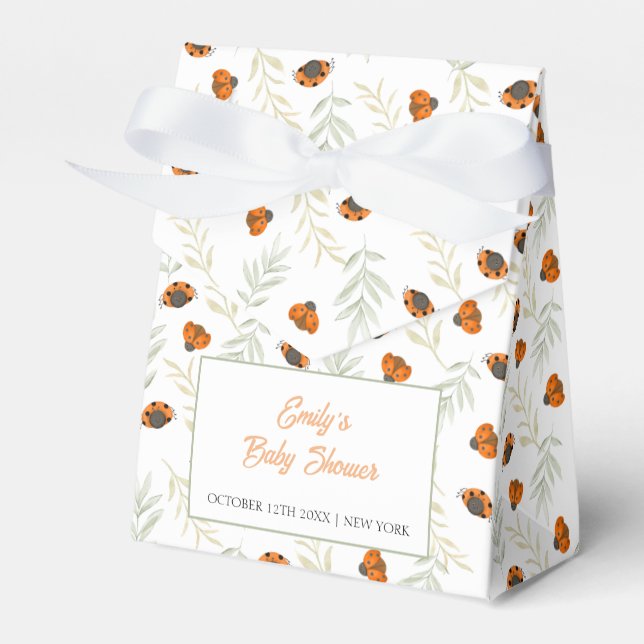 Rustikaler Fall Ladybug Grüne Kinderdusche Geschenkschachtel (Vorderseite)