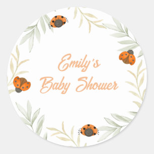 Rustikaler Fall Ladybug Grüne Kinderdusche Runder Aufkleber