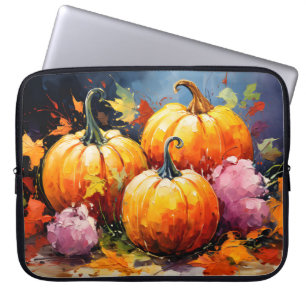 Rustikaler Fall Pumpkin farbige Herbst Blätter Laptopschutzhülle