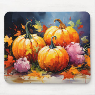 Rustikaler Fall Pumpkin farbige Herbst Blätter Mousepad